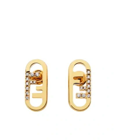 FENDI CRYSTAL-EMBELLISHED METALLIC EARRINGS