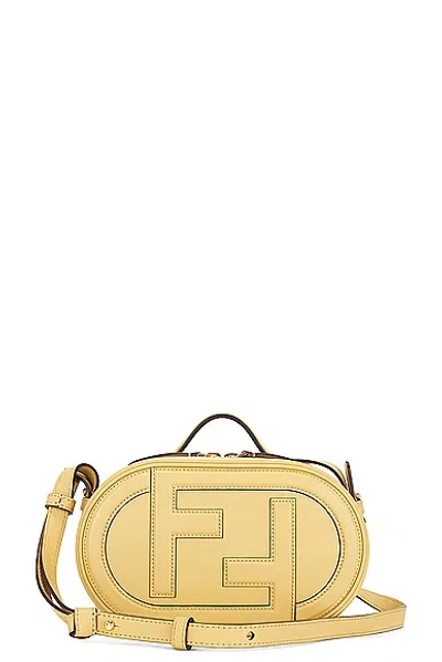 Fendi O Lock Leather Camera Bag In Mustard