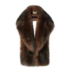 Fendi Ochre Dorsed Sheepskin Scarf Accessories In Brown
