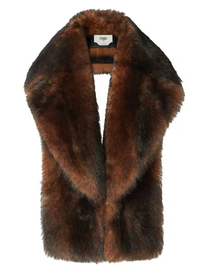 FENDI FENDI OCHRE BACKED SHEEPSKIN SCARF