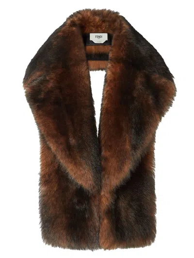 FENDI OCHRE BACKED SHEEPSKIN SCARF