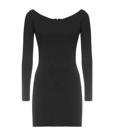 Fendi Off-the-shoulder Long-sleeve Dress In Black