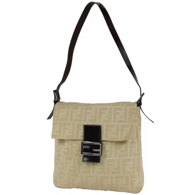 Pre-owned Fendi Off-white Canvas Leather Handbag Shoulder Bag ()