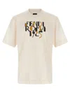Fendi Off White Crewneck Printed T-shirt In Brown