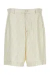 Fendi Embroidered Pattern Silk Bermuda Shorts In Off White