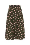 Fendi Olive Green Printed Silk Skirt In Olive