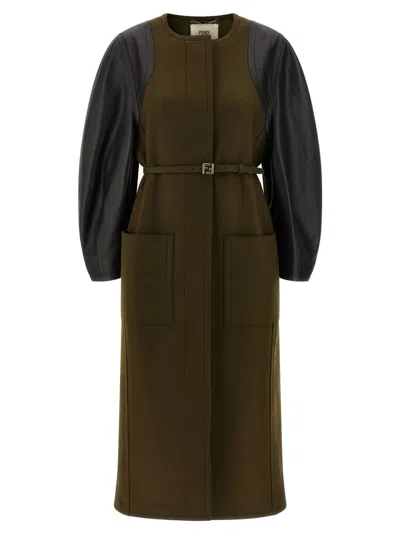 FENDI OLIVE GREEN WOOL COAT