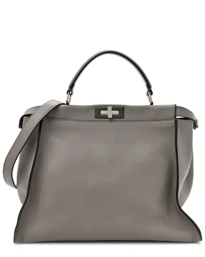Fendi Olive Vitello Seta Leather Alacantara Peekaboo Iconic Satchel (authentic  Pre-loved)