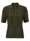 Fendi Ff Wool Blend Lurex Polo In Olive