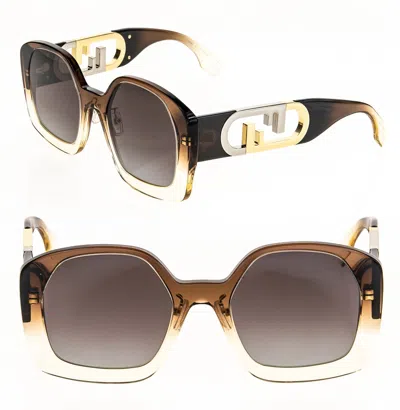 Pre-owned Fendi O'lock 40048 Beige Brown Fashion Ff Dual Lock Logo Sunglasses Fe40048f