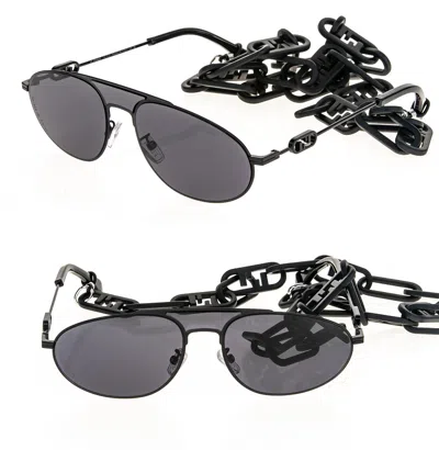Pre-owned Fendi O'lock 40072 Black Ff Lock Logo Chain Unisex Metal Pilot Sunglass Fe40072u