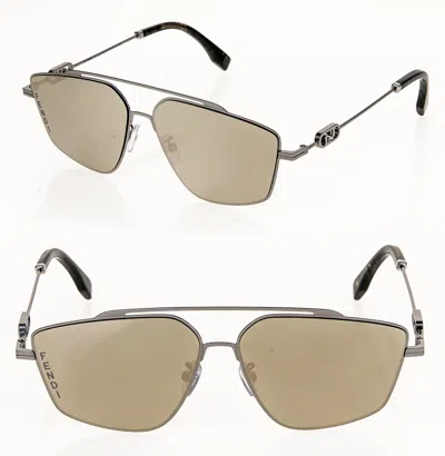 Pre-owned Fendi O'lock 40079 Ruthenium Gold Ff Lock Logo Unisex Metal Sunglass Fe40079u