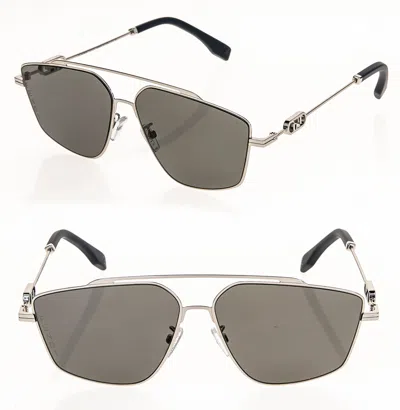 Pre-owned Fendi O'lock 40079 Ruthenium Silver Ff Lock Logo Unisex Metal Sunglass Fe40079u In Gray