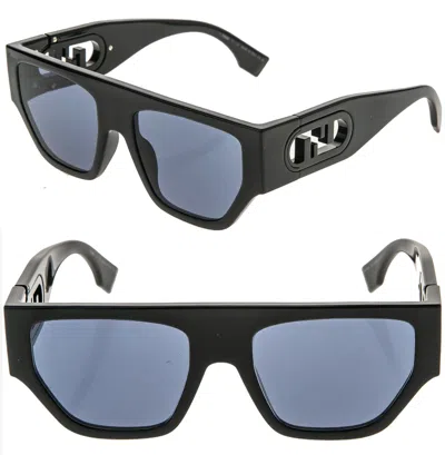 Pre-owned Fendi O'lock 40108 Black Fashion Ff Lock Logo Mask Unisex Sunglasses Fe40108u In Blue