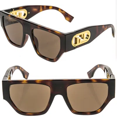 Pre-owned Fendi O'lock 40108 Brown Fashion Ff Lock Logo Mask Unisex Sunglasses Fe40108u