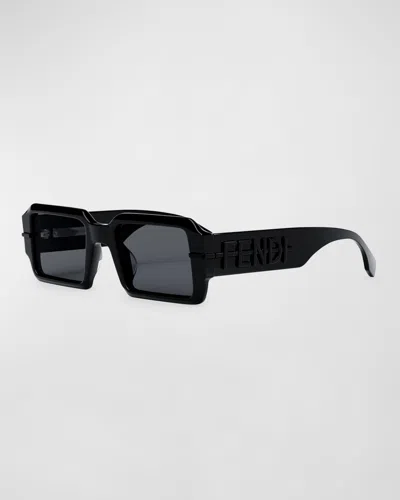 Fendi Fe40073u 01a Rectangle Sunglasses In Black