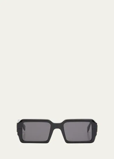 Fendi O'lock Acetate Rectangle Sunglasses In Sblk Smoke