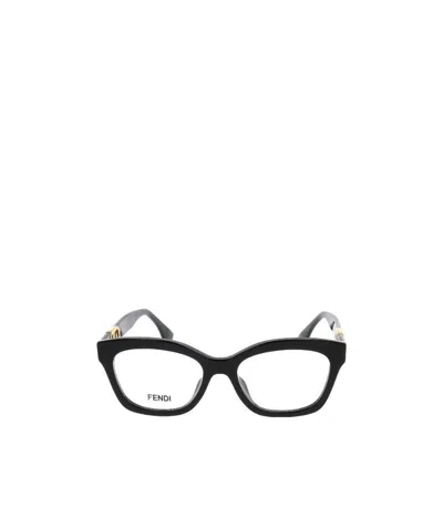 Fendi O'lock Cat's Eye Frame Flat Lens In Black