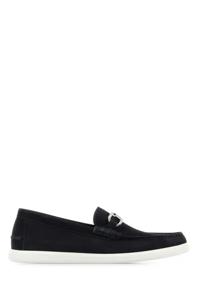 Fendi Mocassini O'lock Light In Pelle Scamosciata Blu Notte  Uomo In Black