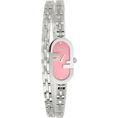 Fendi O'lock Diamond Accent Oval Link Bracelet Watch, 28.3mm X 14.8mm In Metallic