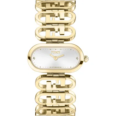 Fendi O'lock Diamond Bracelet Watch, 28.3mm X 14.8mm In Gold