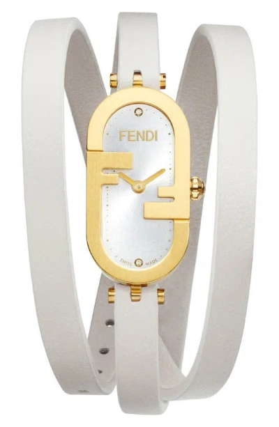 Fendi O'lock Diamond Embellished Wrap Watch, 14.8mm X 28.3mm In White
