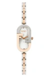 Fendi O'lock Diamond Oval Bracelet Strap Watch, 14.8mm X 28.3mm In Multi