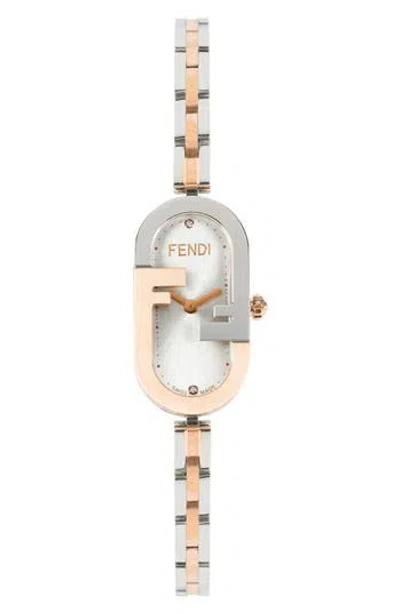 Fendi O'lock Diamond Oval Bracelet Strap Watch, 14.8mm X 28.3mm In Multi