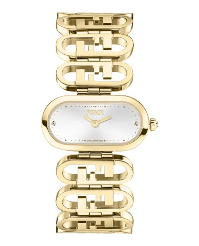 Fendi O'lock Diamond Watch With 14.8x28.3mm Gold Case