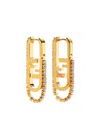 Fendi Geometric Stone Embellished Earrings Collection In Gold