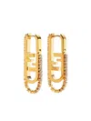 Fendi Geometric Stone Embellished Earrings Collection In Gold