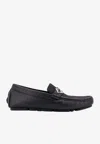 Fendi Round Toe Textured Leather Loafers In Multi