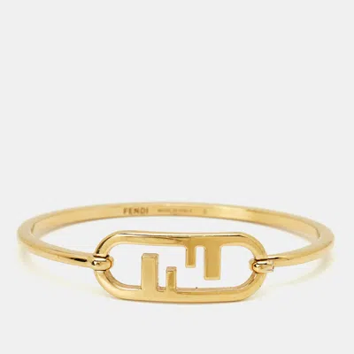 Pre-owned Fendi O'lock Gold Tone Bracelet S