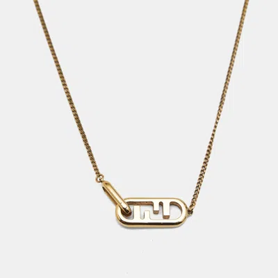Pre-owned Fendi O'lock Gold Tone Necklace