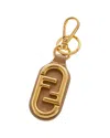 Fendi O'lock Leather Key Chain In Gold