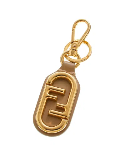 Fendi O'lock Leather Key Chain In Gold