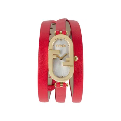 Pre-owned Fendi O'lock Leather Watch 'gold' | Women's Size Onesize