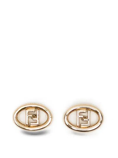 Fendi Cutout Logo Hoop Earrings In Gold