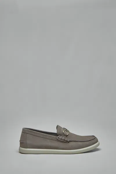 Fendi O'lock Suede Loafers In Gray
