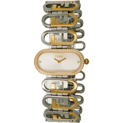 Fendi O'lock Two-tone Diamond Bracelet Watch, 28.3mm X 14.8mm