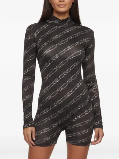 Pre-owned Fendi O'lock-print Bodysuit In Black