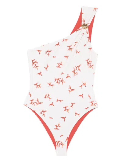Fendi One-shoulder Swimsuit In Neutral