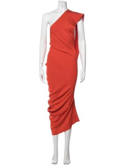 Pre-owned Fendi One-shoulder Midi Length Dress In Orange