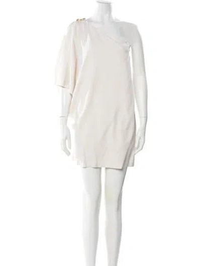 Pre-owned Fendi One-shoulder Mini Dress In Neutral