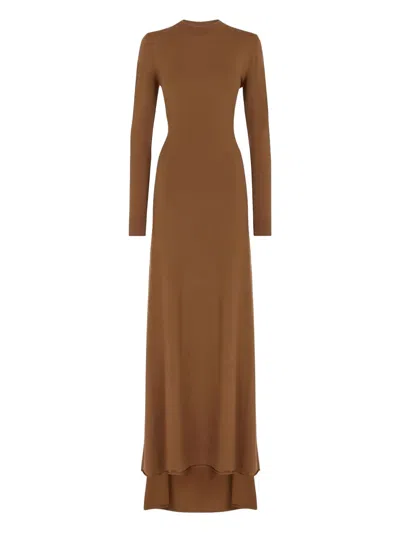 Fendi Open-back Scarf-detail Dress In Brown