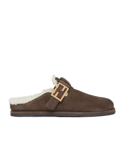 Fendi Open-heel Muller Shoes In Brown