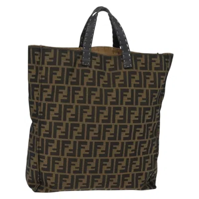 Pre-owned Fendi Open Shopping Tote Zucca Canvas Brown Canvas Tote Bag Bag ()
