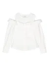 Fendi Open-shoulder Sleeve Cotton Blouse In White