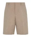 Fendi Stitching Jacquard Wool Bermuda Shorts In Nude
