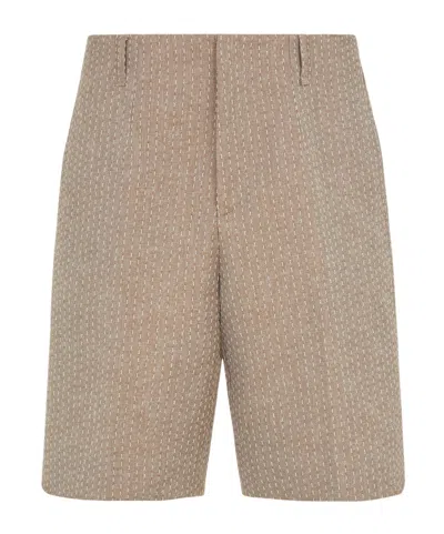 Fendi Open-thread Jacquard Shorts In Nude